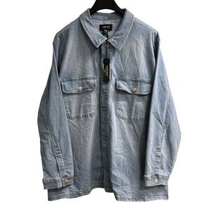 Jones & Co Shacket Womens 1X Faded Denim Button Down Shirt Western Workwear